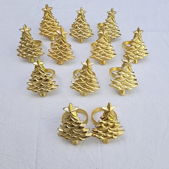 Other - Heavy Duty Christmas Tree Napkin Rings Gold Tone